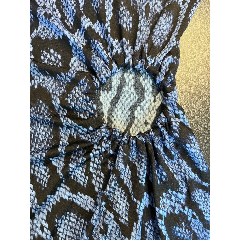 DANIELLE BERNSTEIN Who Wore What Blue Snake Print Long Sleeve Mini Dress Size M - Picture 6 of 8